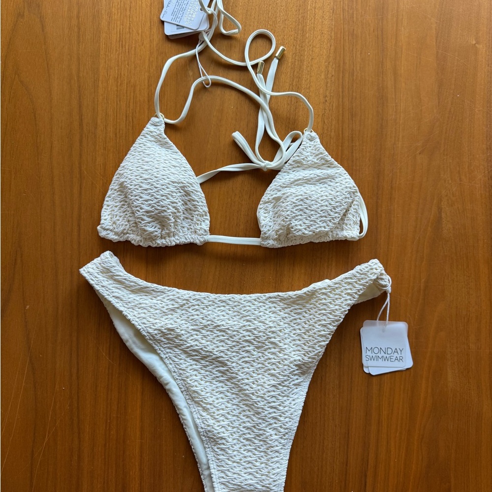 Monday Swimwear Cream Textured Bikini